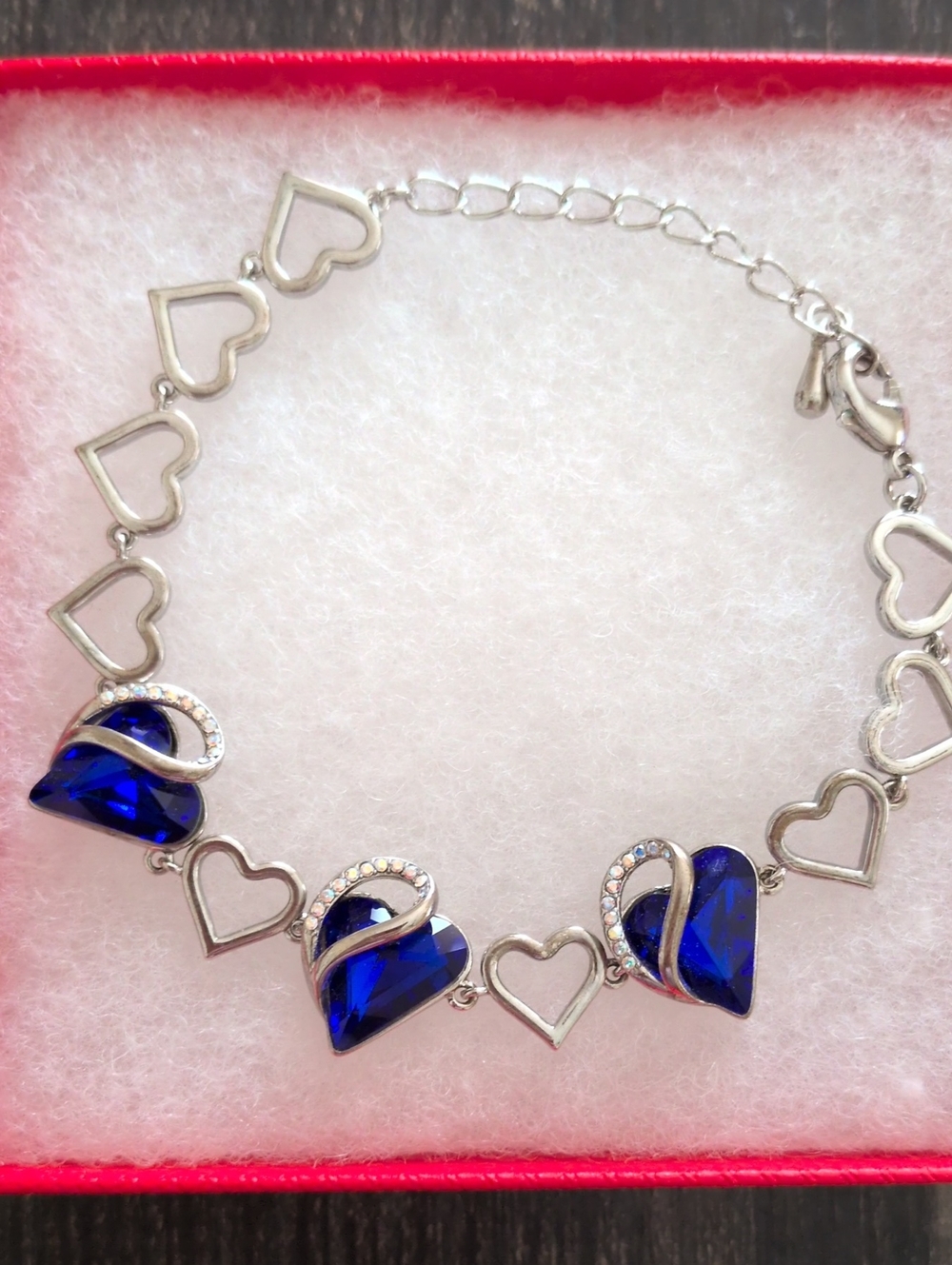 Infinity Love Heart Blue Gemstone Bracelet